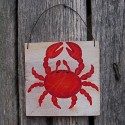 Original Red Crab Primitive Folk Art Painting Nautical Art Beach Decor