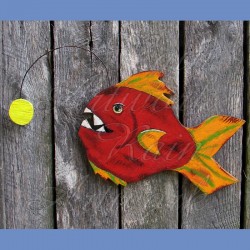 Angler Fish Primitive Folk Art Wood Cutout Nautical Funky Sculpture