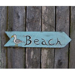 Beach Cottage Sign Primitive Folk Art Original SeaGull Painting