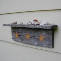 White Beach Cottage Shelf with Original Starfish Coastal Painting