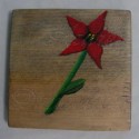 Original Primitive Folk Art Red Star Flower Natural Painting