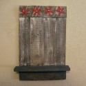 Primitive Folk Art Country Farmhouse Chic Jewelry Rack Red Flowers