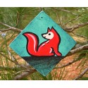 Fox Tree Ornament Red Fox Primitive Folk Art Original Painting