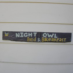 Primitive Folk Art Night Owl Bed and Breakfast Sign Original Painting