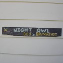 Primitive Folk Art Night Owl Bed and Breakfast Sign Original Painting
