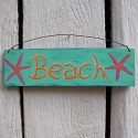 Beach Cottage Sign Primitive Folk Art Original Coral Starfish Painting