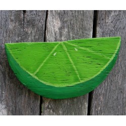 Primitive Folk Art Lime Wedge Plywood Cutout Salvaged Wood Funky