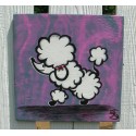 Funky Poodle Shabby Chic Country Cottage Folk Art Painting on Pink