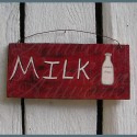 Original Primitive Folk Art Milk Sign Painting Barn Red Paint