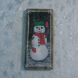 Primitive Folk Art Snowman Original Painting Christmas Decor